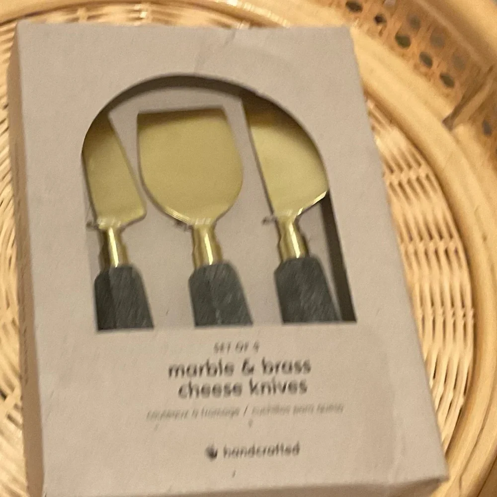 West Elm green cheese knives set